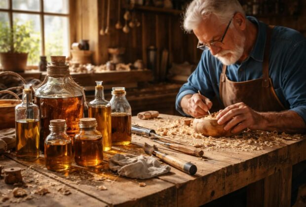 découvrez comment l'huile de vidange pour le bois est devenue le secret bien gardé des artisans pour protéger et sublimer leurs créations en bois.