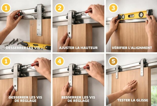 apprenez à régler facilement votre porte coulissante sur rail en 5 étapes simples avec notre guide pratique, pour un fonctionnement optimal et sans effort.