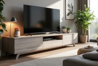 découvrez le meuble tv kikua de 130 cm en gris cendré, alliant design moderne et accessibilité. parfait pour apporter une touche contemporaine à votre intérieur tout en profitant d'un espace de rangement fonctionnel.