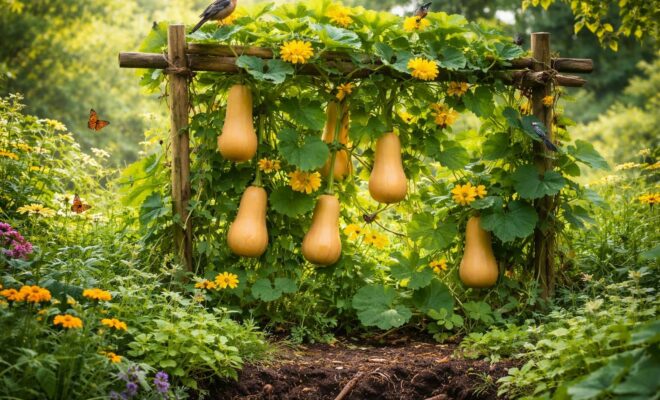 découvrez comment la culture verticale de la courge butternut peut favoriser la biodiversité dans votre jardin tout en optimisant l'espace et la santé des plantes.