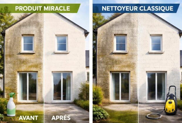 découvrez pourquoi un produit miracle est plus efficace et pratique qu'un nettoyeur classique pour nettoyer vos façades, offrant un résultat impeccable en un temps record.