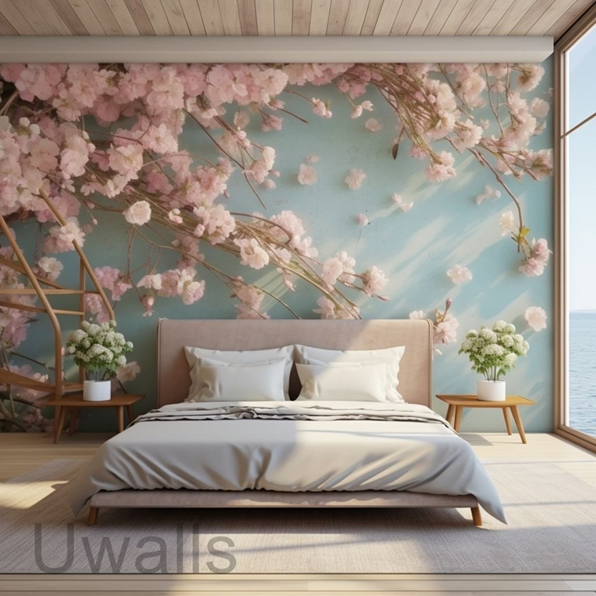 Papier peint floral de fleurs de sakura dans les chambres à coucher