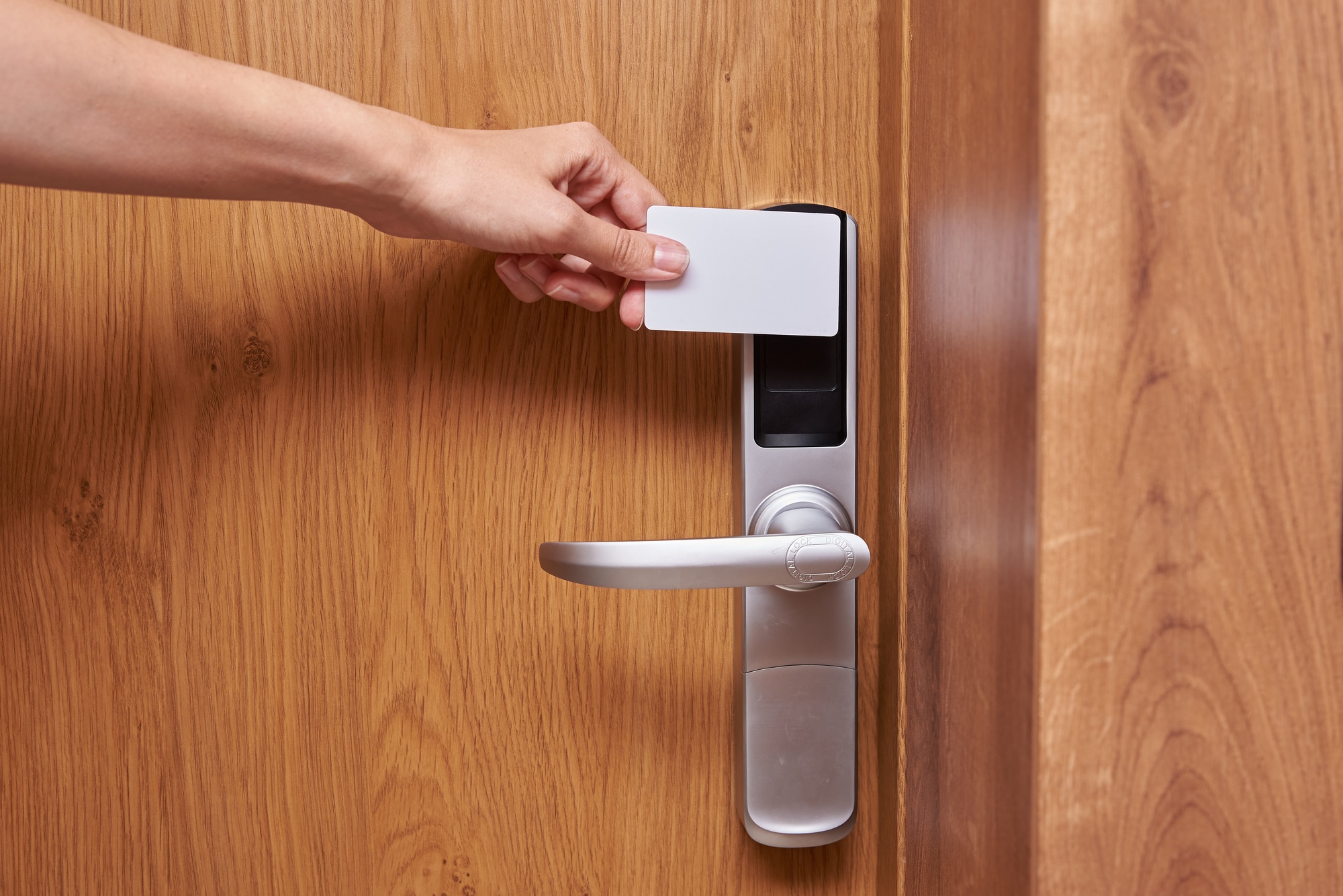 Hand open door digital lock with card key